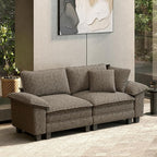 HERA'S HOUSE 88" Modular Sectional Sofa, Loveseat Couches for Living Room, Comfy Cloud Couch 2-Seater Deep Seat Sofa with Throw Pillow, Chenille Ash