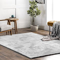 nuLOOM 6' Square Cozy Plush Area Rug, Machine Washable, Non-Slip, Soft Fluffy Shag Carpet for Living Room Bedroom Kids Room Nursery Home Decor, Loni Light Grey