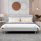 AGARTT Upholstered Platform Bed Frame King Size with Headboard and Footboard/Wooden Slats Support/No Box Spring Needed/Easy Assembly,Light Grey Linen