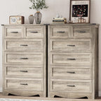 Dresser for Bedroom with 6 Drawers, 49" Tall Wood Chest of Drawers with Deep Drawers & Mental Handle, Modern Dresser TV Stand, Wooden Closet Storage Organizer for Living Room, Hallway, Entryway, Grey