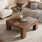 Tribesigns Farmhouse Square Coffee Table for Living Room, 39.37-Inch Low Large Center Tea Accent Table with Sturdy Legs, Easy Assembly (Dark Brown)