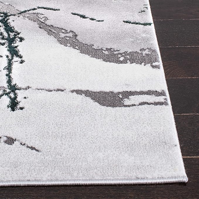 SAFAVIEH Craft Collection Area Rug - 6'7" x 9', Grey & Green, Modern Abstract Design, Non-Shedding & Easy Care, Ideal for High Traffic Areas in Living Room, Bedroom (CFT877Y)
