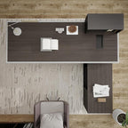 SAINTCY 78" Executive Desk with Drawers - L Shaped Desk with File Cabinet, Black Executive Office Desks with LED Light, Home Office Desk,2.6" Thickened Desktop