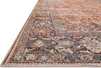 Loloi Layla Collection LAY-02 Spice/Marine 2'-6" x 7'-6" .13" Thick Runner Rug, Soft, Durable, Vintage Inspired, Distressed, Low Pile, Non-Shedding, Easy Clean, Printed, Living Room Rug