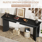 Tribesigns Farmhouse Console Table, 70.9-Inch Extra Long Console Table, Wood Sofa Table Behind Couch with Widened Tabletop & Sturdy Double Pedestal for Living Room, Hallway, Foyer (Black)