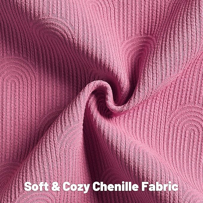 FUTEI Hot Pink Chenille Decorative Throw Pillow Covers 20x20 Inch Set of 2,Soft Cozy Striped Geometric Patterns Cushion Cases,Modern Home Decor for Couch Bed Living Room