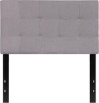 EMMA + OLIVER Quilted Tufted Twin Size Headboard in Light Gray Fabric