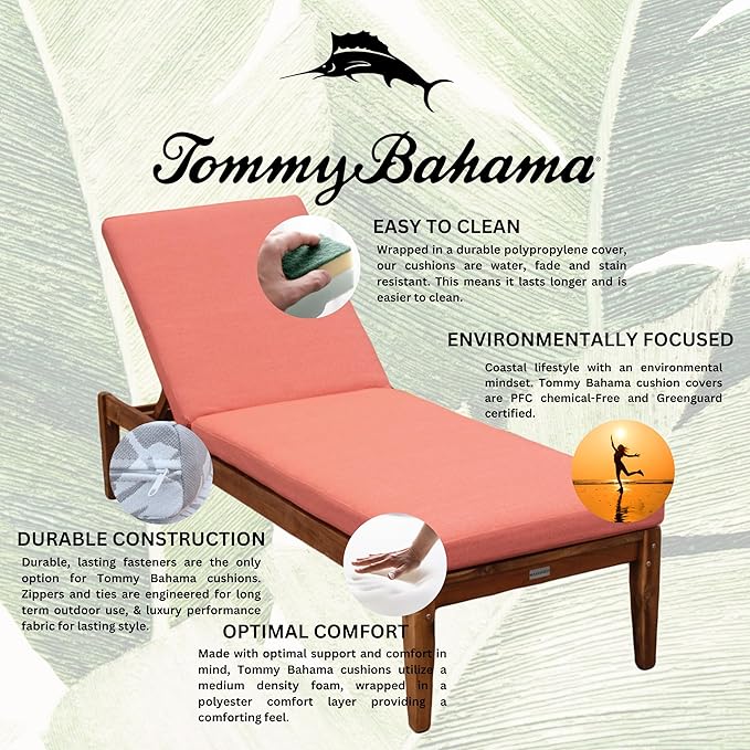 Tommy Bahama Chaise Cushion, 24" X 79" X 2.5", Bamboo Bay Mango