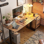 FEZIBO One-Piece Standing Desk Adjustable Height Stand up Home Office Desk, 48x24 Inch Electric Standing Computer Desk, with 4 Memory Presets, Headphone Hook, Rustic Brown