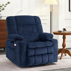 MCombo Dual Motor Power Lift Recliner Chair for Elderly, Lay Flat Lift Chair with Heat and Massage, Petite Wide Lift Chair, Cup Holders, USB A&C Ports, Fabric R7894 (Small-Wide, Navy Blue)