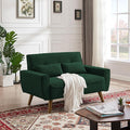 48" Small Loveseat Sofa, Mid Century Modern Love Seat Couch with Back Cushions and Plastic Legs, 2 Seater Couches for Living Room, Bedroom, Small Spaces, Green