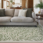 RUGGABLE x Morris & Co Machine Washable Area Rug – Pure Willow Boughs Green 5x7, Stain-Resistant, Non-Slip – Medium Rugs for Living Room, Bedroom, Hallway, Entryway & Office–with Cushioned Pad