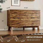 Dresser for Bedroom with 7-Drawer, 47.2" Wide Modern Chest of Drawers with Metal Handles, X-Shape Base & Adjustable Center Leg, Anti-Tip Closet Organizers and Storage