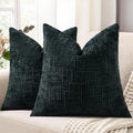 decorUhome Black Chenille Throw Pillow Covers 22x22 Set of 2 Thick Textured Slubby Couch Pillow Covers Farmhouse Accent Modern Neutral Decorative Pillow Cases for Bed Sofa Living Room