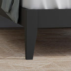 Serene Farmhouse Style Wood Bed in Twin Size with Chevron Scoring Headboard, Coastal Modern Design, Sturdy, Easy Assembly, Ample Underbed Storage, Black Finish