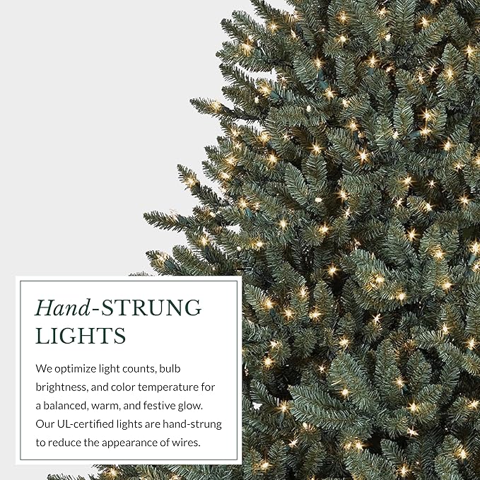 Balsam Hill 4.5ft Pre-Lit Classic Blue Spruce - Artificial Christmas Tree with 886+ Tips, 300 Clear LED Lights, Easy Plug Technology & Premium Stand for Indoor Holiday Decorating