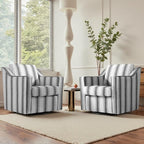 UIXE Swivel Accent Chair, Fabric Upholstered Arm Chair for Living Room, Modern Club Armchair Comfy Single Sofa Bedroom Reading Seat with Lumbar Pillow - Stripe Gray