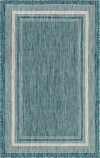 Unique Loom Outdoor Border Collection Area Rug - Soft Border (3' 3" x 5' 3" Rectangle, Teal/ Ivory)