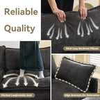 111'' Sectional Cloud Deep Seat Couch, Modern Comfy Chenille L Shaped Sectional Sofa for Living Room Set, Upholstered Modular 4-Seats Sofa Couch with Movable Ottoman, Dark Grey