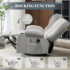 Swivel Rocker Chair with Heat and Massage, 270° Power Recliner Chairs for Adults, USB and Type-C Ports, Oversized Recliner Single Sofa, Electric Glider Chair(LightGrey)