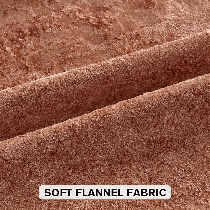 FUTEI Rust Flannel Throw Pillow Covers 18x18 Inch Set of 2,Soft Dimensional Textured Cushion Cases,Modern Home Decor for Couch Living Room