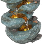 Alpine Corporation TZL418 14" 3 Tier Rock Fountain with LED Lights, Elegant Cascading Water Feature for Tabletop, Indoor Decor, Relaxing Stone Waterfall for Home & Office, Gray