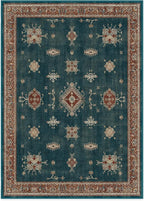 RUGGABLE Washable Vintage Area Rug – Verena Teal Blue 10x14, Stain-Resistant, Non-Slip – Large Machine Washable Rugs for Living Room, Bedroom, Hallway, Entryway & Office–with Standard Pad