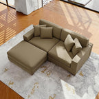 Modular Sectional Couches for Living Room, Modern Loveseat 2-Seater Sofa Couch with Ottoman, Upholstered Couches for Living Room Bedroom, Camel