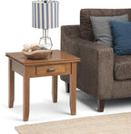 SIMPLIHOME Artisan SOLID WOOD 21 inch Wide Square Transitional End Side Table in Honey Brown for the Living Room and Bedroom