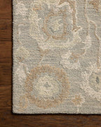 Loloi Chris Loves Julia Dorothea Collection DRT-01 Stone/Multi 9'-3" x 13' Area Rug Wool Neutral Floral Living Room Bedroom Carpet