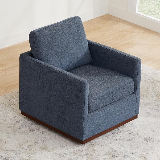 CHITA Swivel Accent Chair, FSC Certified Mid Century Modern Arm Chair for Living Room and Bedroom, Fully Assembled, Blue