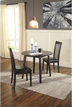 Signature Design by Ashley Hammis Round Dining Room Drop Leaf Table, Seats up to 4, Hinged Drop Leaves, Wood, 36.38" W x 36.38" D x 29.88" H, Dark Brown