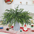 24 Pcs Pine Branches Artificial Green Pine Stem - Real Touch Christmas Greenery Pines Branch for Vase DIY Crafts Flower Arrangement Home Indoor Christmas Decor(18 Inch)