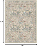 RUGGABLE x Morris & Co Washable Area Rug – Blackthorn Ivory Blue 9x12, Stain-Resistant, Non-Slip – Large Machine Washable Rugs for Living Room, Bedroom, Hallway, Entryway & Office–with Cushioned Pad