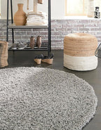Unique Loom Solid Shag Collection Area Rug (10' 2" Round, Cloud Gray)
