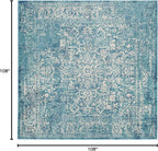 SAFAVIEH Evoke Collection Area Rug - 9' Square, Blue & Ivory, Distressed Design, Non-Shedding & Easy to Clean, Ideal for Living Room, Bedroom, Dining Space (EVK256C)