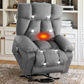 Oversized Power Lift Recliner Chair for Elderly, Big and Tall Lift Chair with Massage and Heat for Living Room, Fabric Electric Recliner Chairs with 4 Side Pockets, USB Charge Port,Grey