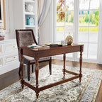 Solid Wood Computer Writing Desk with 2 Big Drawers 46.1" Wide Home Office Desk Workstation Big Rustic Study Table Furniture in Cherry for Home Office Bedroom Living Room, BSZ-1533WD