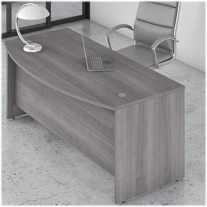 Bush Business Furniture Studio C 72W x 36D Bow Front Desk in Platinum Gray