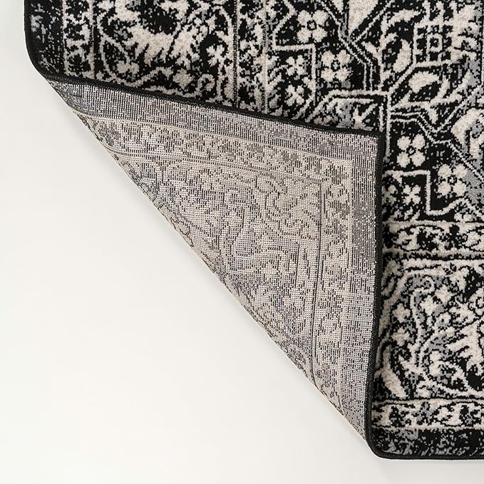 JONATHAN Y Vintage Medallion Indoor Runner Rug Black 2X8, Modern Boho for Living Room, Bedroom, Kitchen, Office, Easy-Cleaning, High Traffic, Pet-Friendly, Non-Shedding MDP100D-28