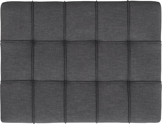 SIMPLIHOME Mariah 34 inch Wide Contemporary Rectangle Coffee Table Storage Ottoman in Slate Grey Polyester Linen, Assembled, For the Living Room, Entryway and Family Room