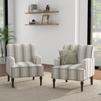 UIXE Stripe Accent Chairs Set of 2, Living Room Arm Chair Modern Nailhead Trim Club Armchair, Comfy Upholstered Sofa Lounge Seat Reading Seat Bedroom Side Seating for Home Office, Brown