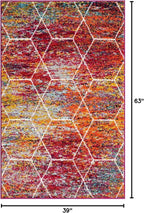 Unique Loom Trellis Frieze Collection Area Rug - Geometric (3' 3" x 5' 3", Multi/ Ivory)