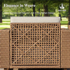HERA'S HOUSE 8 Pieces Patio Furniture Set, 6 Sectional Outdoor Rattan Wicker Sofas with 2 Ottomans, All Weather Patio Conversation Set with 5.3" Widened Armrest, 10" Premium Ultra Thick Comfy Cushion