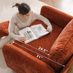 Oversized Accent Chair with Ottoman,All Seats Storage,Comfy Armchair,24.5'' Deep Seat,Upholstered Living Room Chairs,Reading Chair,Lounge Chair for Bedroom,Office,Chenille,Orange