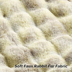 FUTEI Green White Decorative Throw Pillow Covers 22x22 Inch Set of 2,Soft Fuzzy Faux Rabbit Fur Cushion Covers with Raised Texture,Neutral Boho Home Decor for Couch Bed Living Room