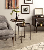 Kate and Laurel Ulani Modern Nesting Side Table; Set of 2; Bronze; Sophisticated Glam End Tables for Storage and Display
