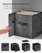 SONGMICS Storage Cubes, 10.2 x 10.2 x 11 Inches Non-Woven Fabric Bins with Double Handles, Set of 8, Closet Organizers for Shelves, Foldable, for Clothes, Ink Black UROB826B01
