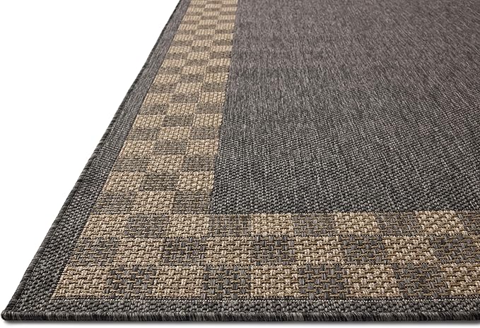 Loloi Chris Loves Julia Providence Collection PRC-01 Charcoal/Natural 2'-3" x 3'-9", .12" Pile Height, Indoor/Outdoor Runner Rug