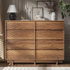 Walnut Dresser for Bedroom, 53.1" Wide 8 Drawer Dresser, Mid Century Modern Dressers Chest of Drawers, Wooden Large Dressers for Bedroom, Closet